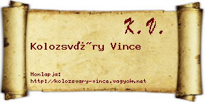 Kolozsváry Vince névjegykártya